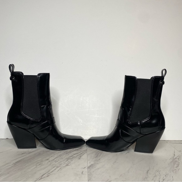 Sam Edelman Suzette Black Patent Chelsea Heeled Bootie 7 1/2 M - Picture 6 of 15